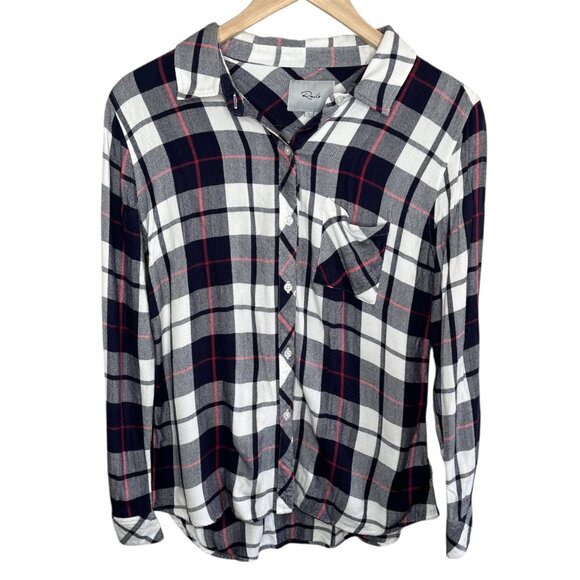 Rails Womens Hunter Plaid Blue Blue White Button Down Soft Flannel Shirt Large - Picture 1 of 12